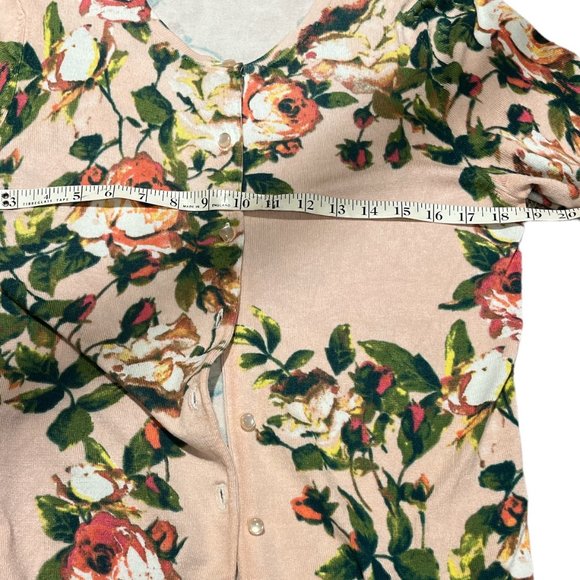 GNW Floral Cardigan Size Large Button Down Pale Pink Very Pretty Rayon - Picture 10 of 13